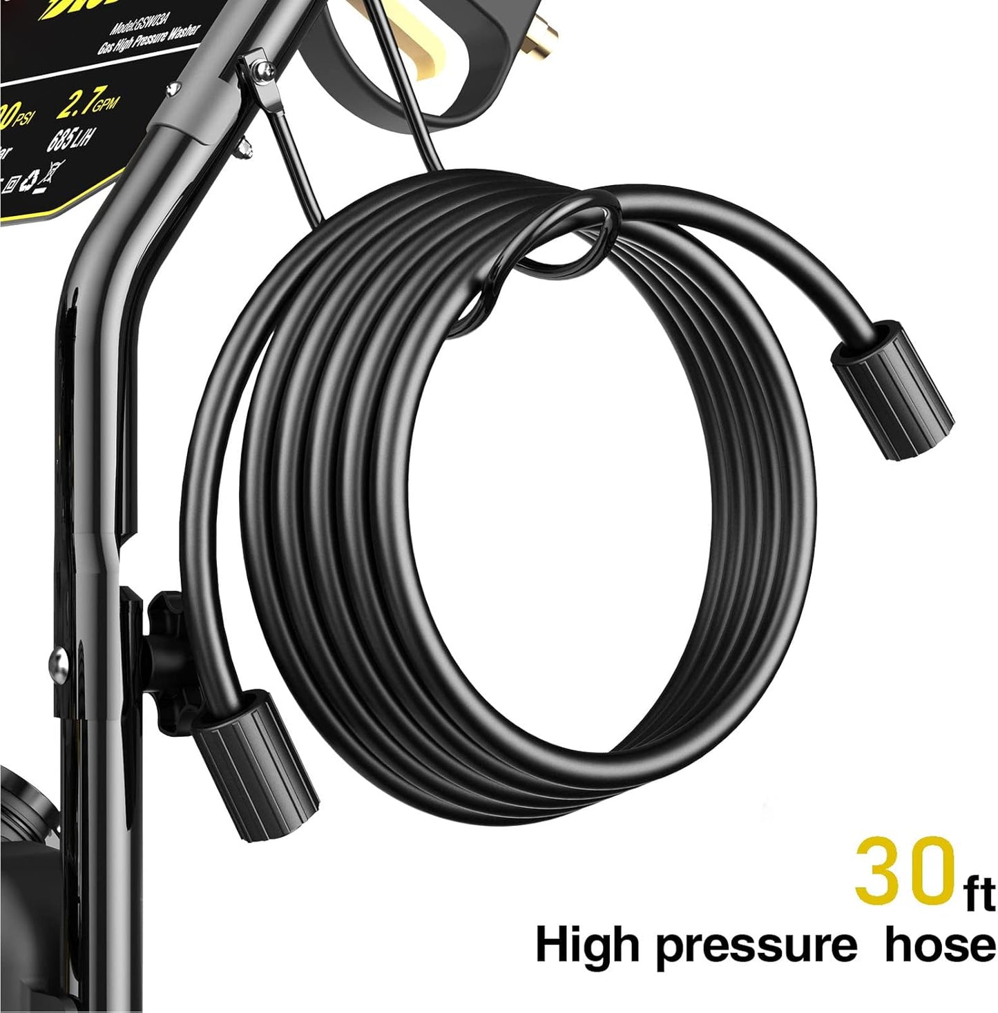 3600 PSI Cold Water Gas Pressure Washer,2.7 GPM Pressure Washer,30Ft Pressure Hose, Black