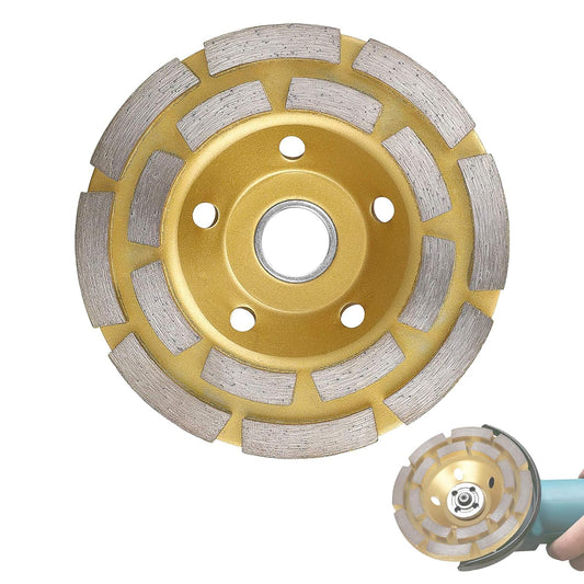 Concrete Grinding Wheel, 4'' Double Row Diamond Cup Surface Grinding Wheel Heavy Duty Turbo Concrete Grinding Wheel Disc for Angle Grinder on Granite, Cement, Marble, Rock, Masonry, Concrete