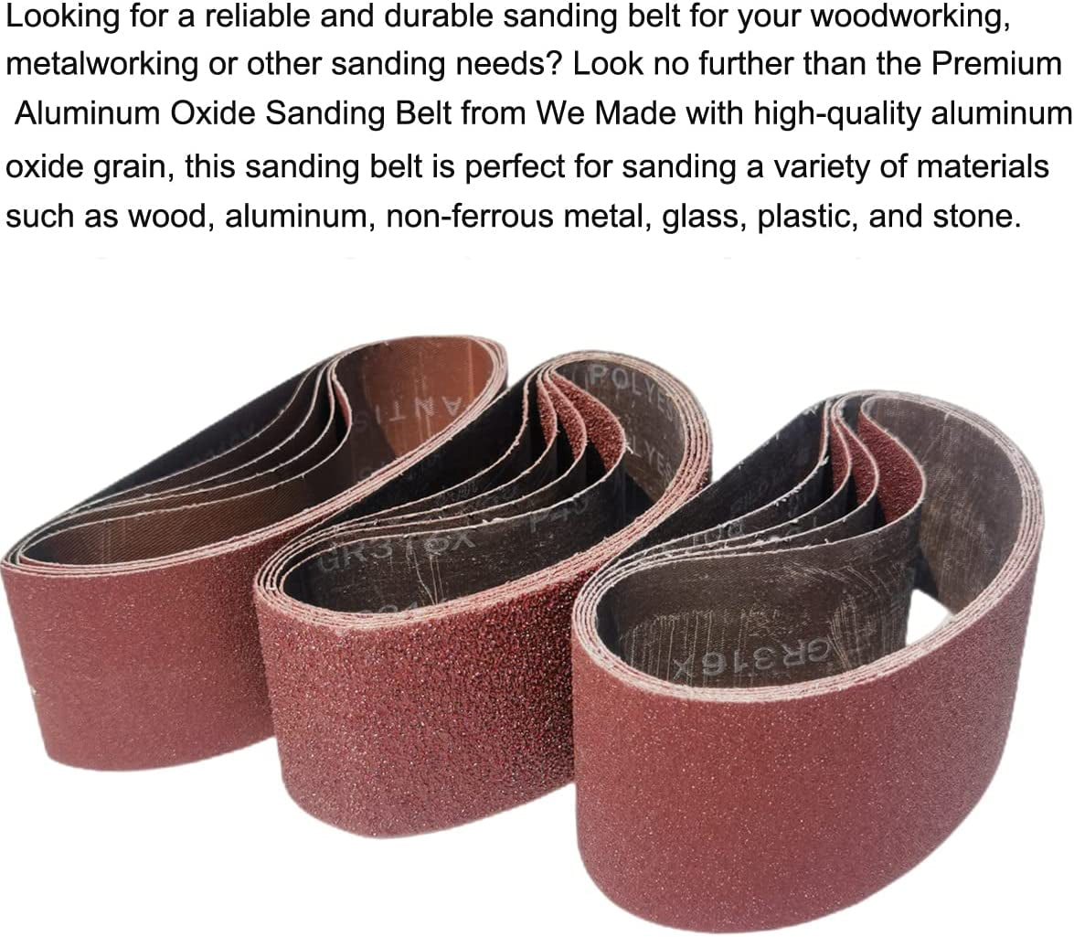 18 PCS 3 X 21 Inch Aluminum Oxide Sanding Belt Kit-Include 3 Each of 60 80 120 150 240 400 Grits-Premium Sandpaper Sander Belt for Portable Belt Sander