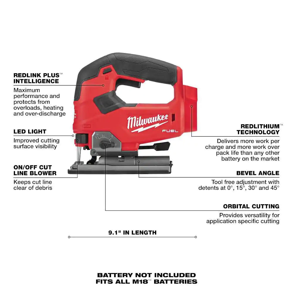 M18 FUEL 18-Volt Lithium-Ion Brushless Cordless Jig Saw with M18 5.0 Ah Battery