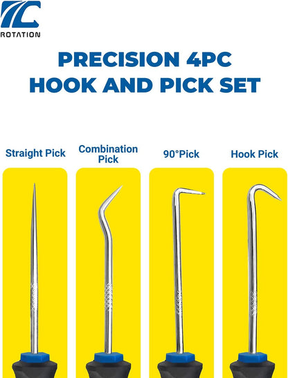 Precision Hook and Pick Set for Automotive | 4-Piece Hand Tools