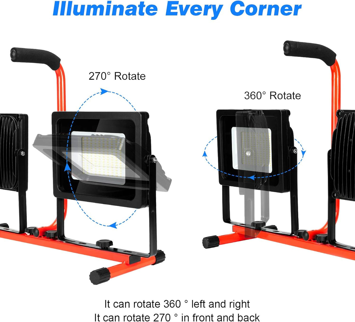 20000 Lumen LED Work Light with Stand 200W 5000K Daylight Bright Portable Work Light with Adjustable Metal Telescoping Tripod Stand IP65（2 Pack)