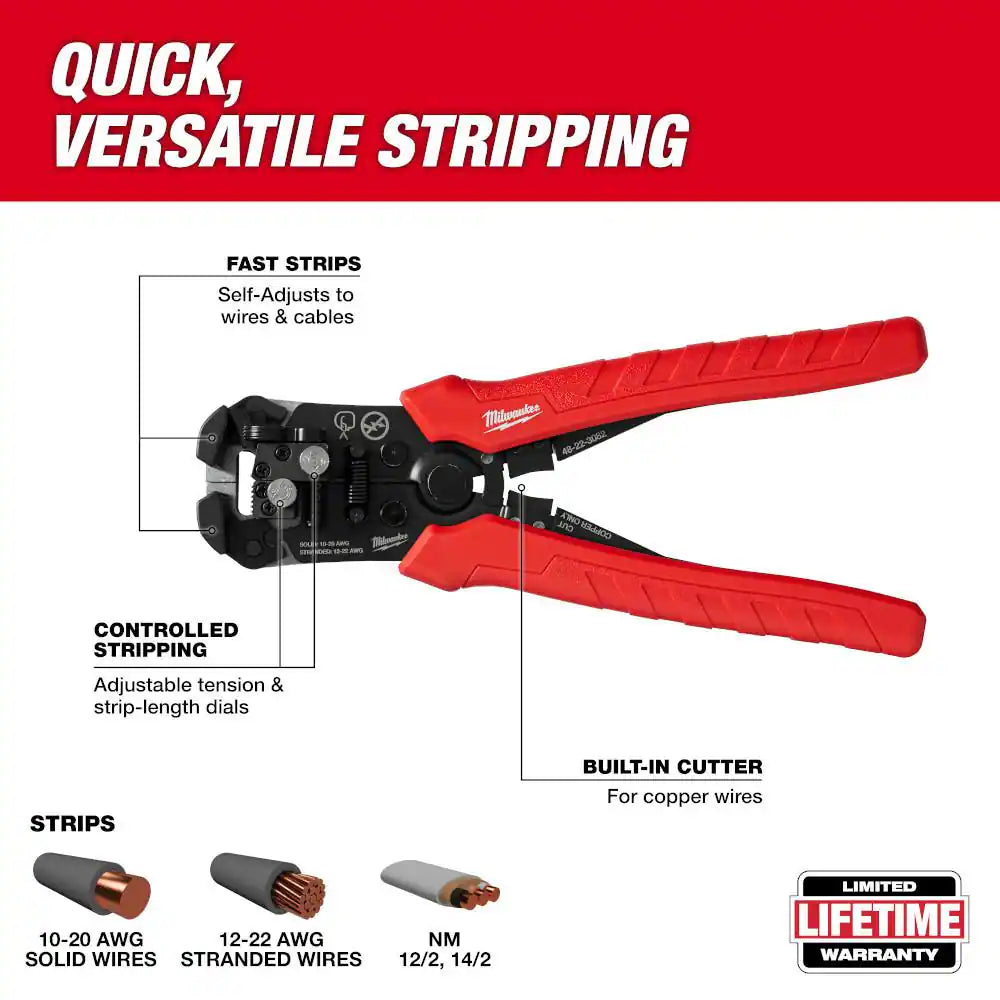 Self-Adjusting Wire Stripper/Cutter with Comfort Grip