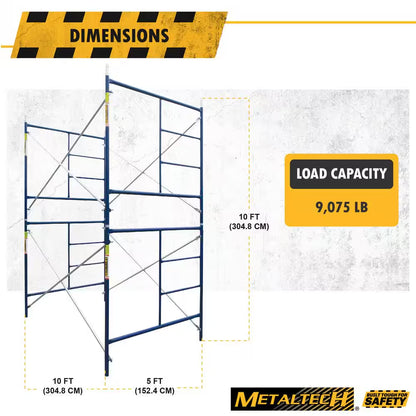 Saferstack 10 Ft. High X 10 Ft. Long X 5 Ft. Wide 2-Level Scaffolding Set with Galvanized Cross Braces