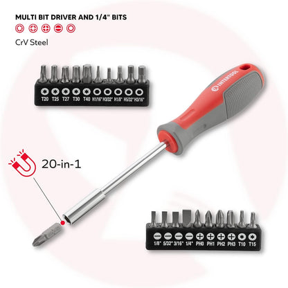 29Pcs Screwdriver Set, Magnetic Phillips and Slotted Tips, Fastening and Loosening Screws VT08-3329