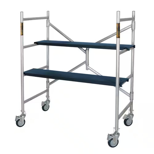 Alu Series 4 Ft. H X 3.5 Ft. L X 1.8 Ft. D Aluminum Mini Scaffold Platform with Caster Wheels, 600 Lbs. Load Capacity