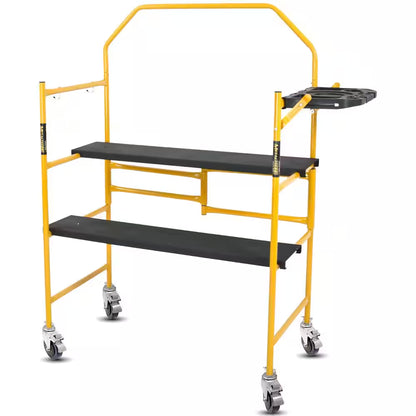 Jobsite Series 4.8 H Ft. X 4.1 Ft. L X 1.8 Ft. D Mini Scaffold Platform with Wheels and Tool Shelf, 500 Lb. Capacity