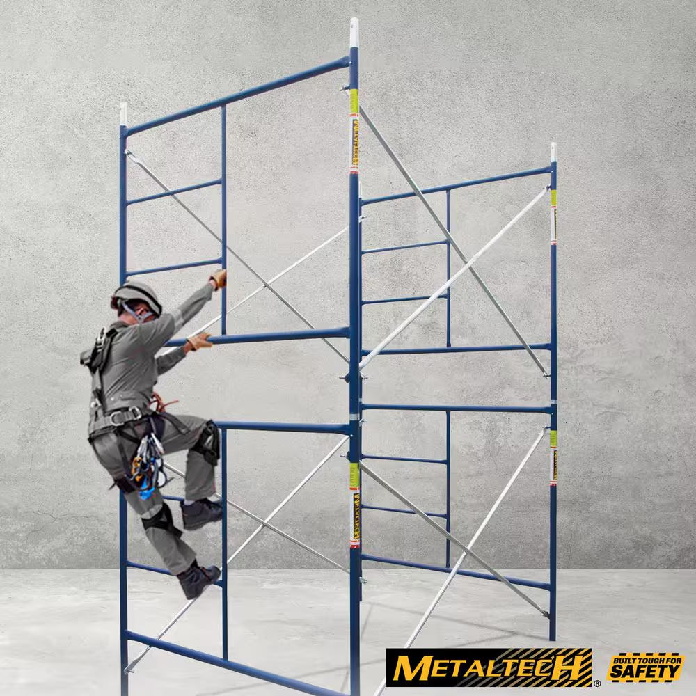 Saferstack 10 Ft. High X 10 Ft. Long X 5 Ft. Wide 2-Level Scaffolding Set with Galvanized Cross Braces