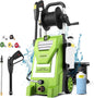 Pressure Washer  Electric Power Washer 2.9GPM High Pressure Washer 2000W Professional Car Washer with 5 Nozzles, Soap Bottle for Cleaning Houses Driveways Fences Garden (Green)