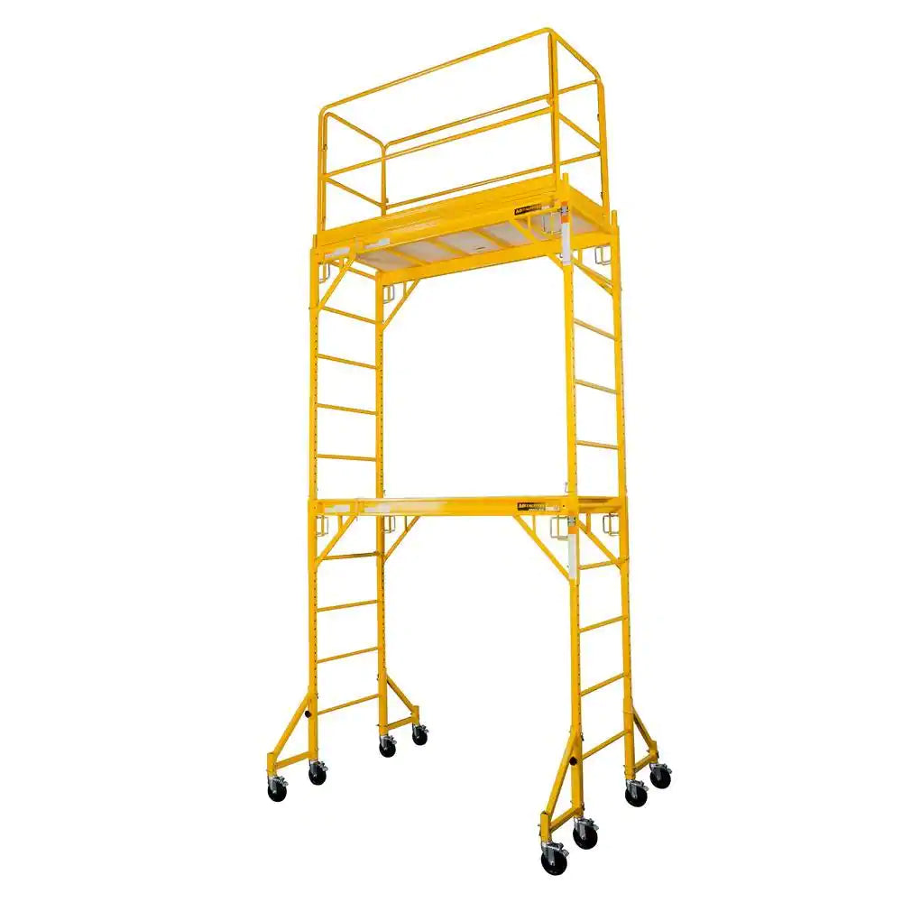 Rolling Scaffolding Tower, 2-Story Baker Scaffolding with Outriggers, Guard Rail, Scaffolding Platform