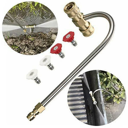 Gutter Cleaner Attachment for Pressure Washer with 4 Nozzles Tips 1/4 Inch