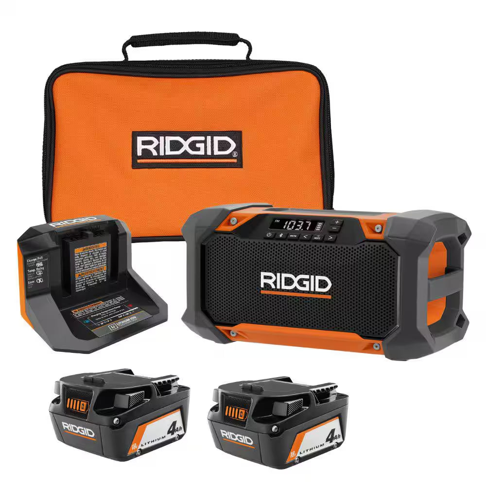 18V (2) 4.0 Ah Batteries and Charger Kit with 18V Hybrid Jobsite Radio with Bluetooth Technology