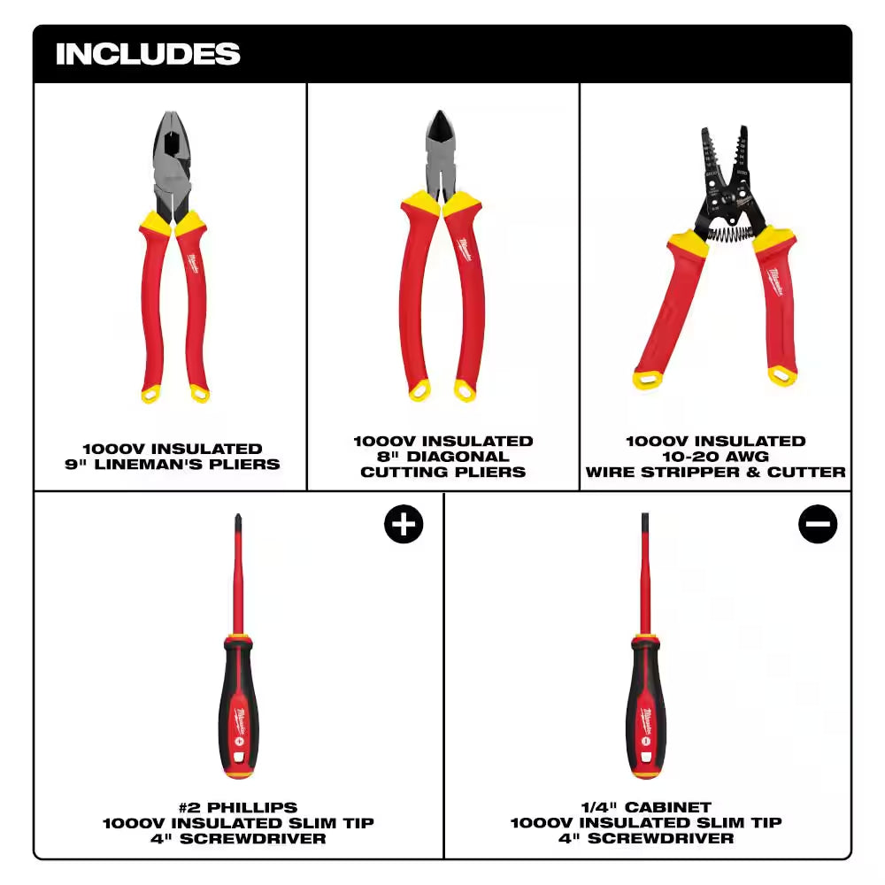 1000V Insulated Hand Tool Set (5-Piece)