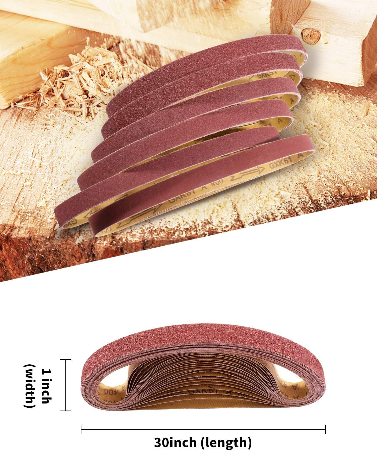 Sanding Belts 1×30-Inch Sanding Belt Belt Sander Belt Sander Paper, (4 Each of 60, 80, 120,150,240,400 Grits) Aluminum Oxide 24PCS