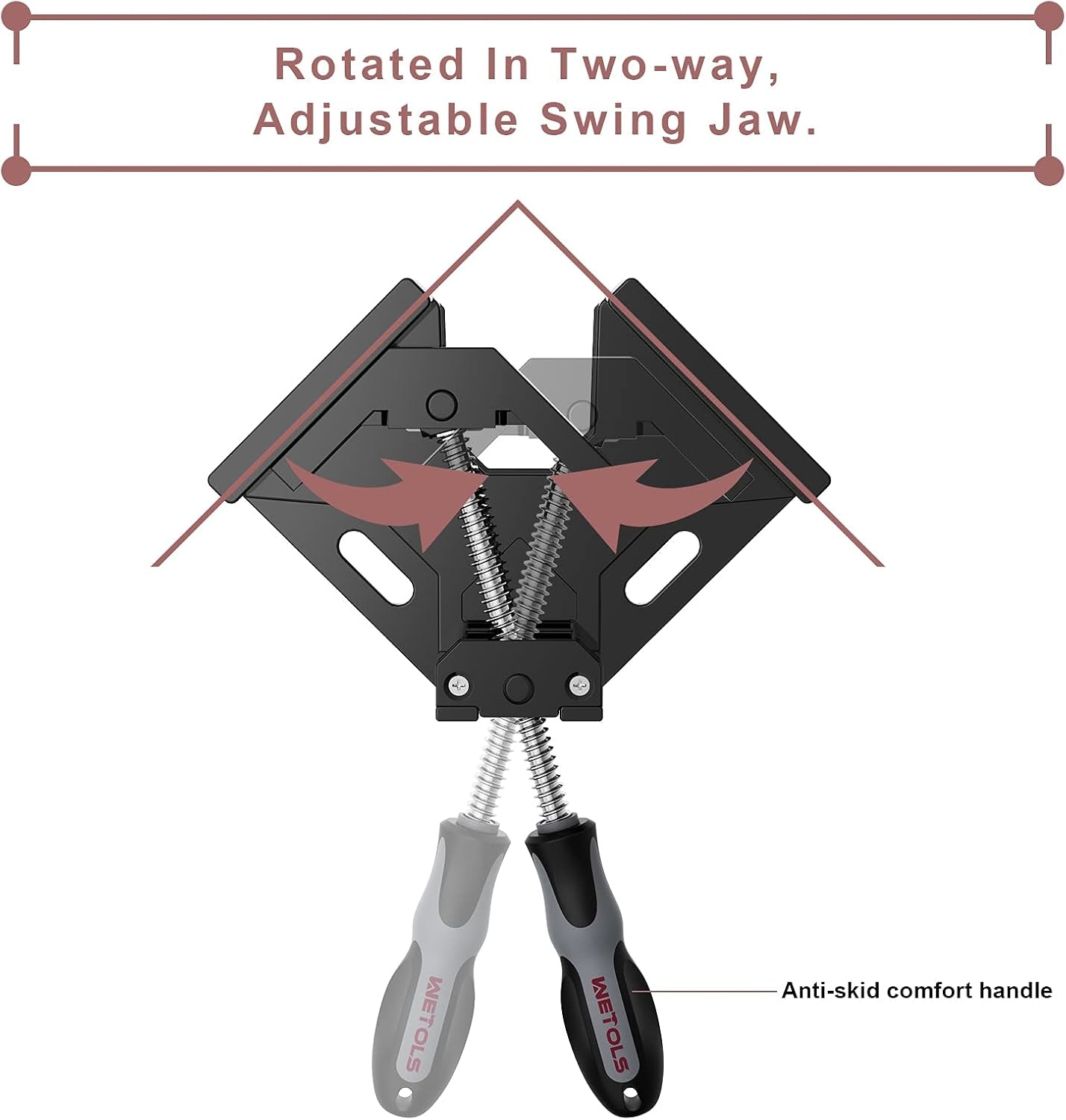 Angle Clamp - 90 Degree Right Angle Clamp - Single Handle Corner Clamp with Adjustable Swing Jaw Aluminum Alloy for Woodworking, Photo Framing, Welding and Framing - WE715