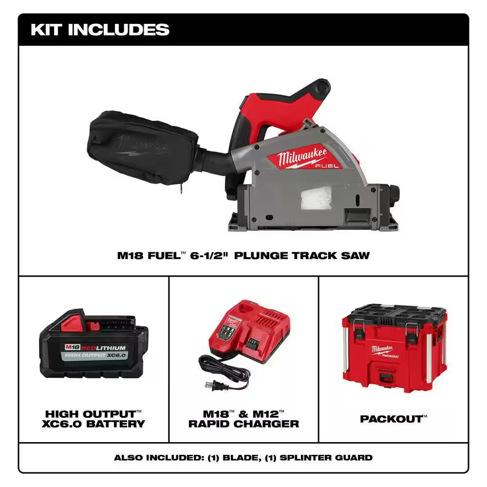 M18 FUEL 18V Li-Ion Brushless Cordless 6-1/2 In. Plunge Track Saw Kit W/106 In. Track Saw Guide Rail & Track Connector