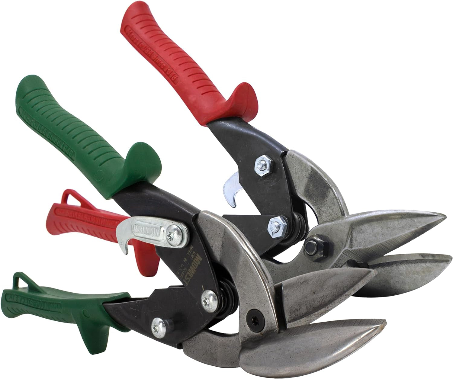 MIDWEST Aviation Snip Set - Left and Right Cut Offset Tin Cutting Shears with Forged Blade & KUSH'N-POWER Comfort Grips - MWT-6510C