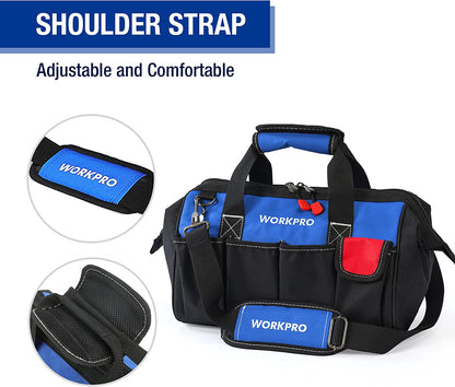 14-Inch Tool Bag, Multi-Pocket Tool Organizer with Adjustable Shoulder Strap