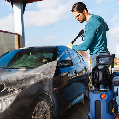 Pressure Washer  2.1GPM Electric Power Washer 1800W High Pressure Washer, Professional Washer Cleaner, with 4 Nozzles, Soap Bottle for Cleaning Cars,Driveways,Patios(Hose Reel-Blue)