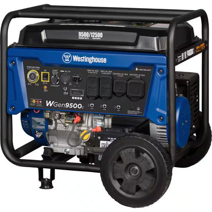 12,500/9,500-Watt Gas Powered Portable Generator with Remote Electric Start, 50 Amp Outlet