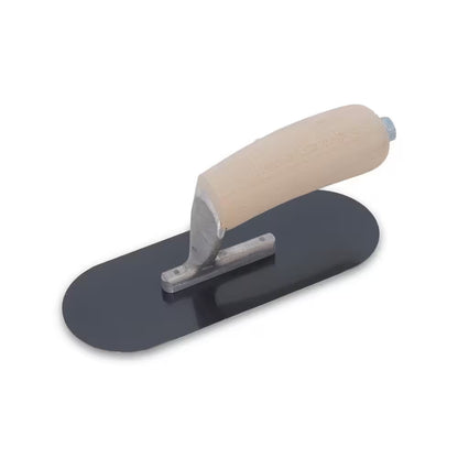 10 In. X 4 In. Fully Rounded Exposed Rivet Blue Steel Trowel - Wood Handle