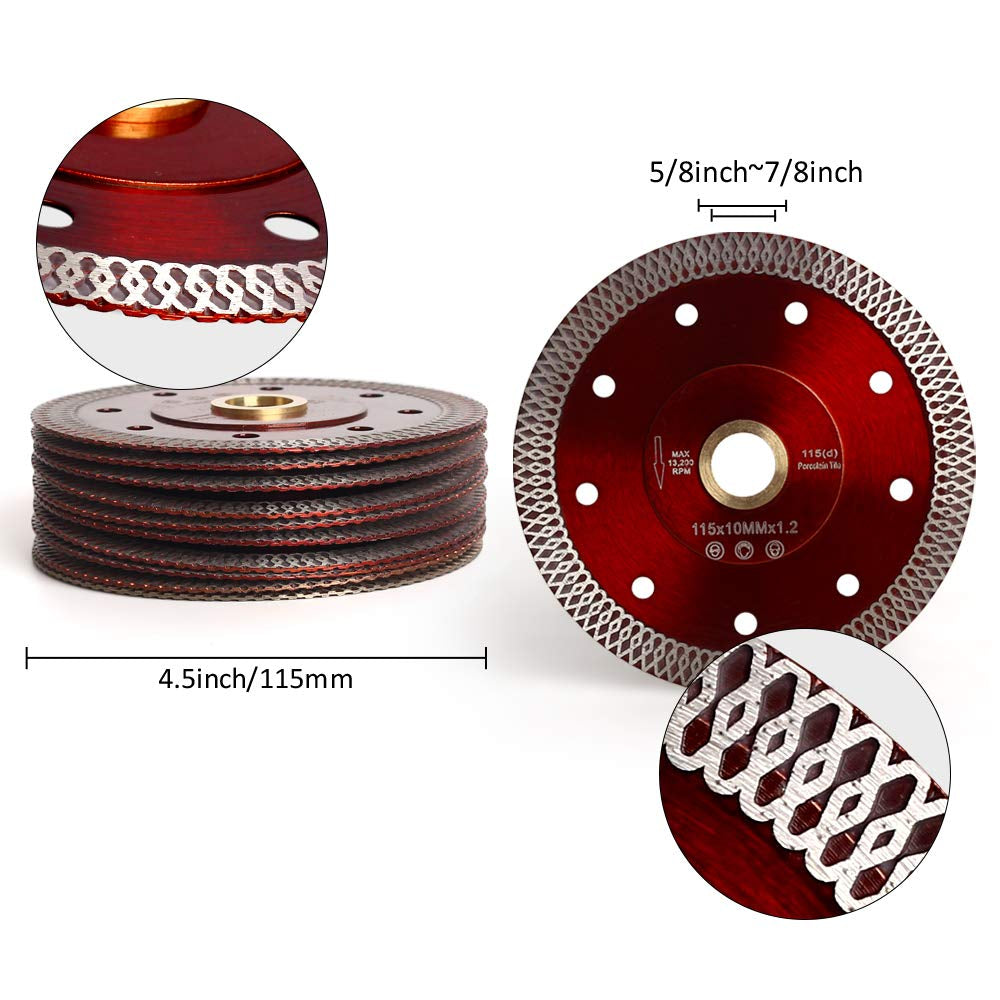 10 Pcs/Lot 4.5" Tile Saw Blade Supper Thin Porcelain Diamond Saw Blade 4.5" for Tile Stone