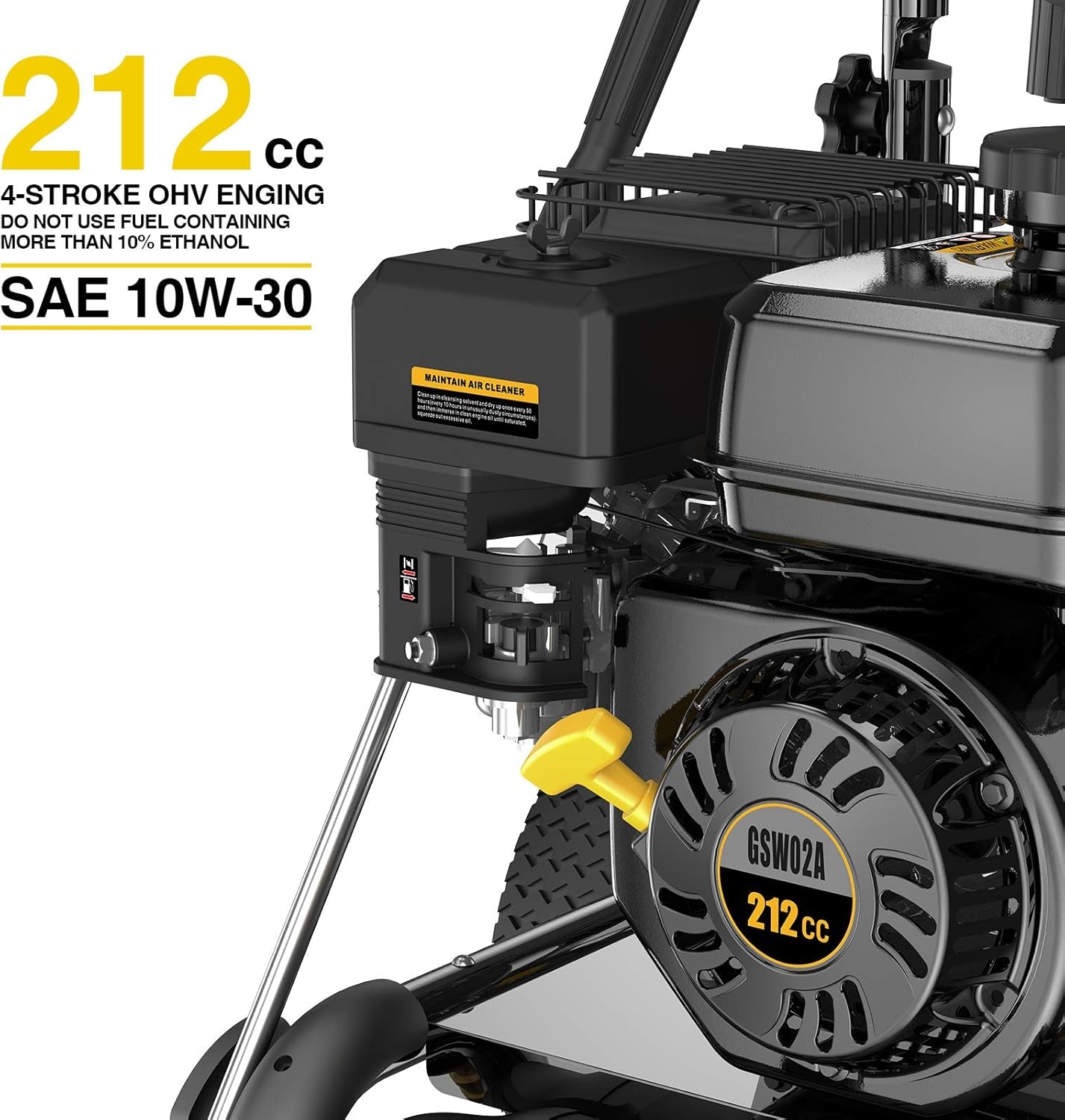 3500 PSI Gas Pressure Washer, 2.6 GPM Heavy Duty High Power Washer, 30Ft Pressure Hose&Soap Tank,5 Pressure Nozzles,Black