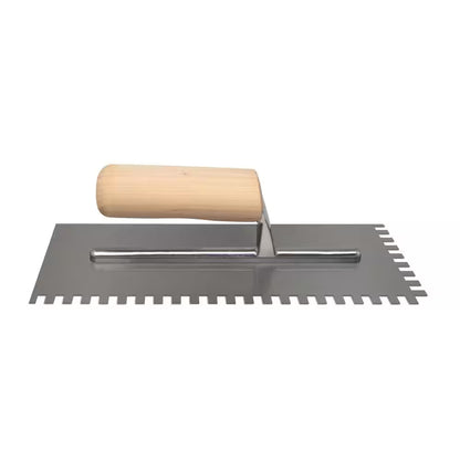 1/4 In. X 3/8 In. X 1/4 In. Traditional Carbon Steel Squarenotch Flooring Trowel with Wood Handle