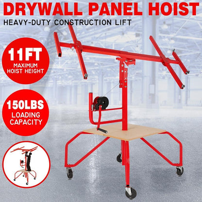 Drywall Lift Rolling Panel Hoist Jack Lifter Construction Caster Wheels Lockable Tool (11FT)