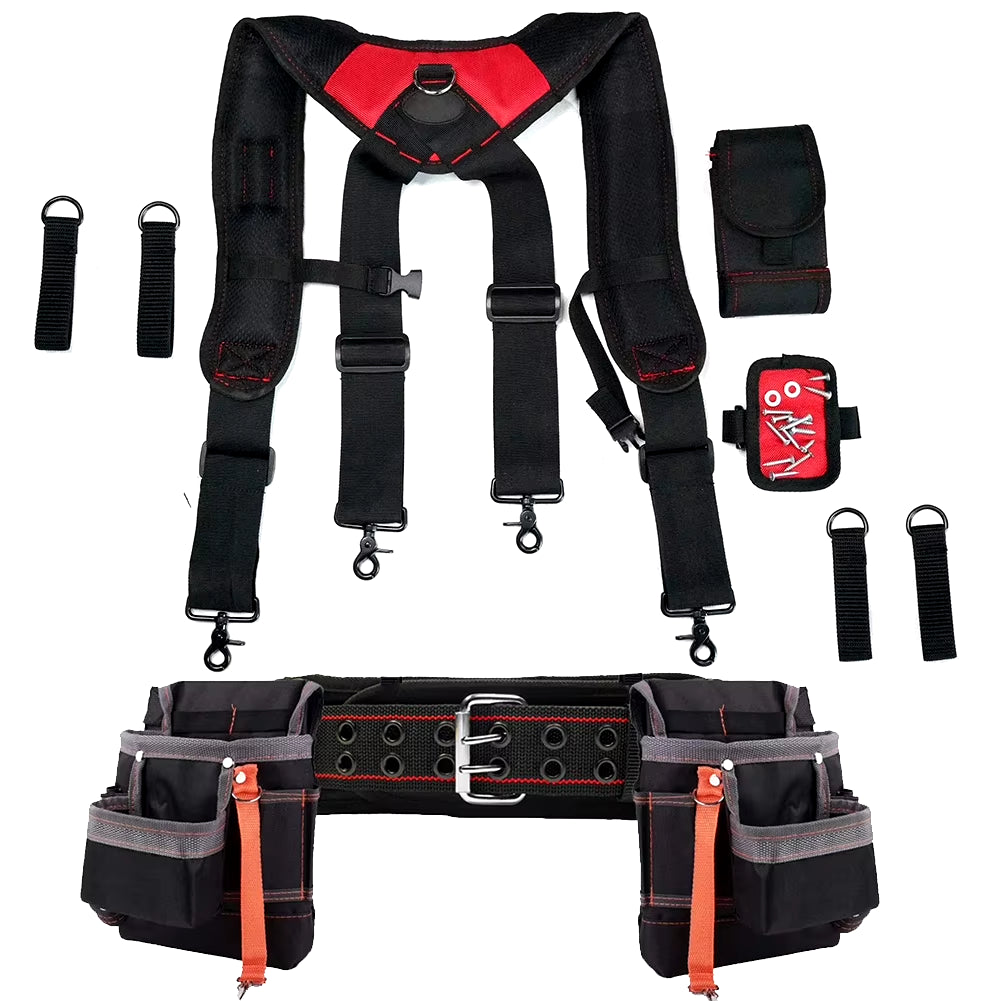 Tool Belt Suspender with Magnetic Wristband for Framer Carpenter Electrician Tool Belt