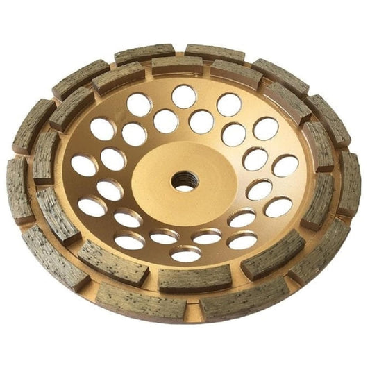 7" Diamond Grinding Wheels for Concrete or Masonry, 24 Double Row Segments, 30/40 Grit, Medium Bond, 5/8"-11 Arbor