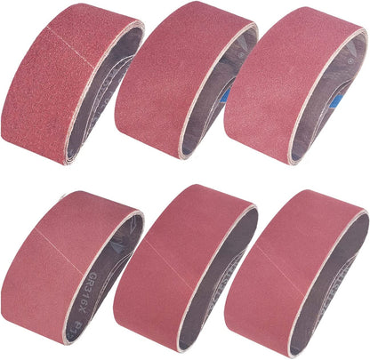 18 PCS 3 X 21 Inch Aluminum Oxide Sanding Belt Kit-Include 3 Each of 60 80 120 150 240 400 Grits-Premium Sandpaper Sander Belt for Portable Belt Sander