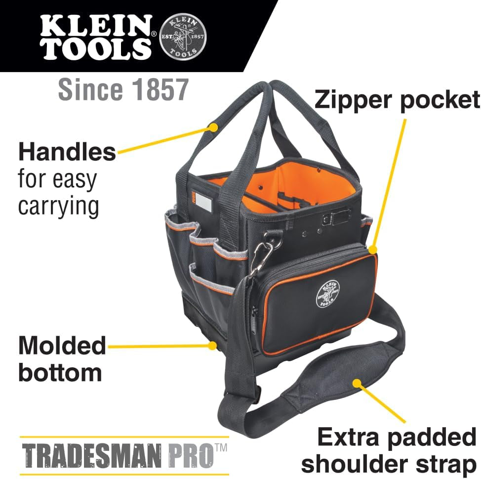 5541610-14 Tool Bag with Shoulder Strap Has 40 Pockets for Tool Storage and Orange Interior