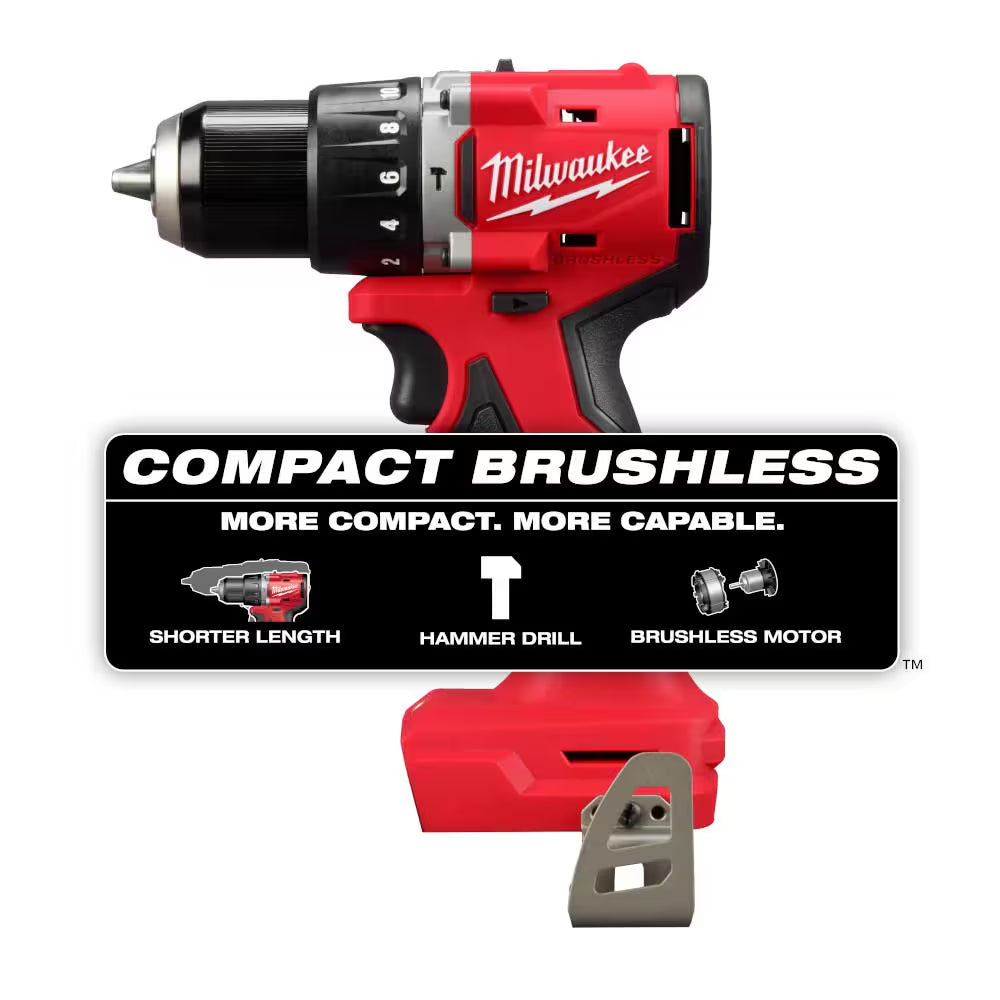 M18 18V Lithium-Ion Brushless Cordless 1/2 In. Compact Hammer Drill/Driver (Tool-Only)