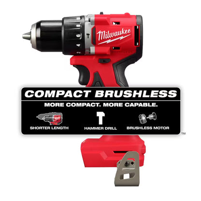 M18 18V Lithium-Ion Brushless Cordless 1/2 In. Compact Hammer Drill/Driver (Tool-Only)