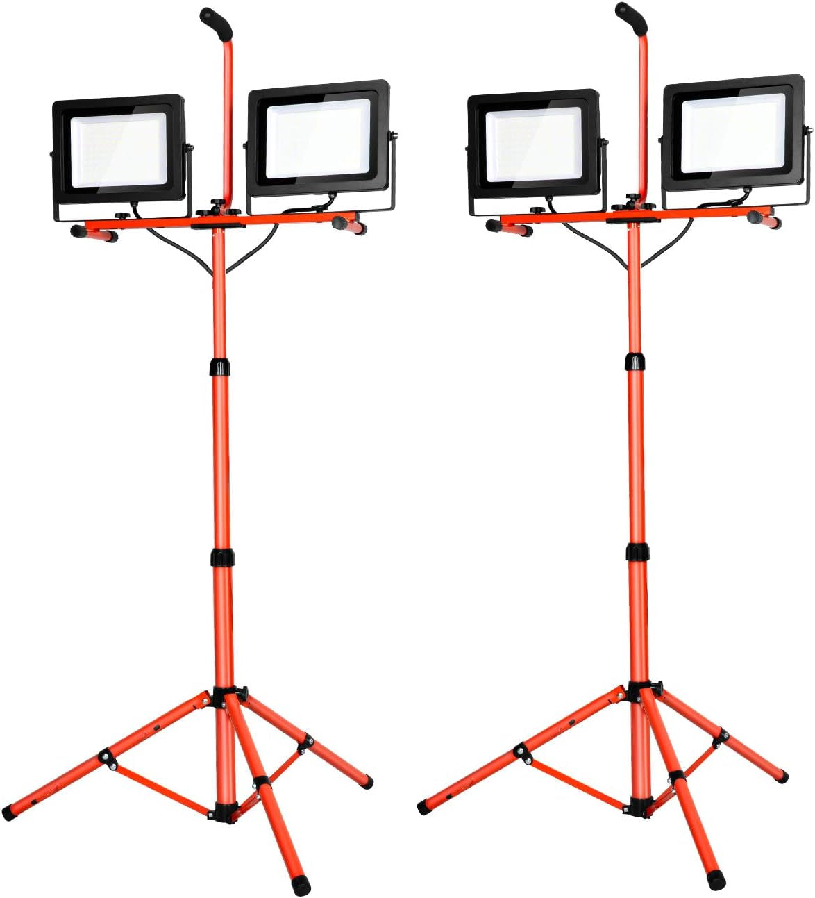 20000 Lumen LED Work Light with Stand 200W 5000K Daylight Bright Portable Work Light with Adjustable Metal Telescoping Tripod Stand IP65（2 Pack)