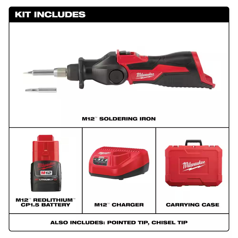 M12 12-Volt Lithium-Ion Cordless Soldering Iron Kit with 2.0 Ah Compact Battery