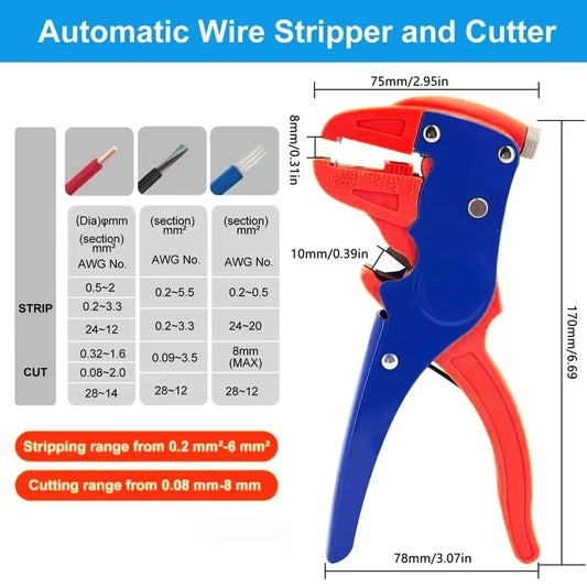 Automatic 2 in 1 Wire Stripper and Cutter Eagle Nose Pliers Heavy Duty Cable Stripping Hand Tool Car Auto Rvs Electronic Repair