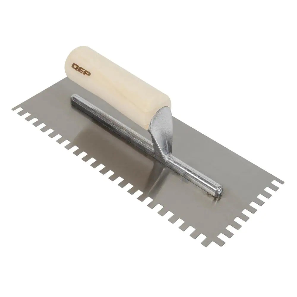 1/4 In. X 3/8 In. X 1/4 In. Traditional Carbon Steel Squarenotch Flooring Trowel with Wood Handle