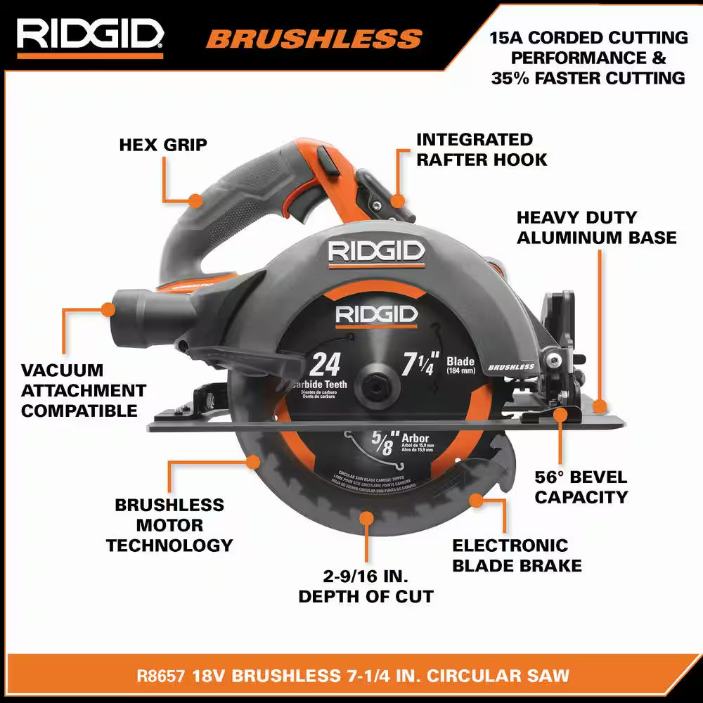 18V Brushless Cordless 7-1/4 In. Circular Saw Kit with 4.0 Ah MAX Output Battery and Charger