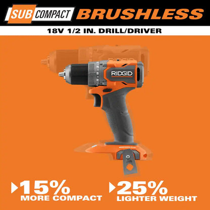 18V Subcompact Brushless 2-Tool Combo Kit with Drill/Driver, Impact Driver, (2) 2.0 Ah Batteries, Charger, and Tool Bag