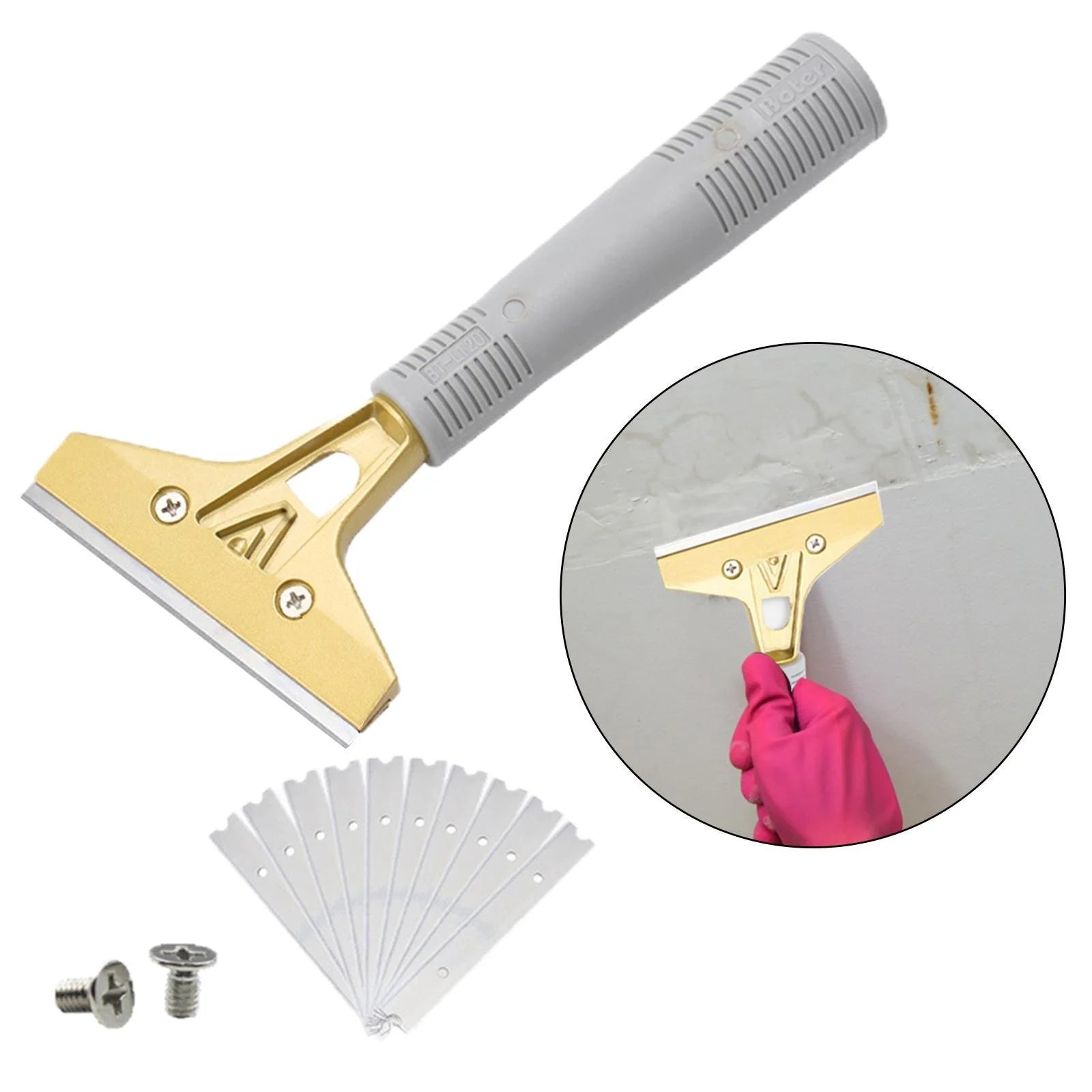 Glass Window Cleaning Spatula Putty Scraper Hand Tool 10 Screws Spatula Cleaning for Decals Mud Removing Cleaner