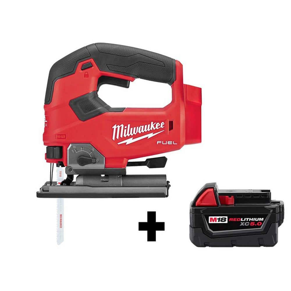 M18 FUEL 18-Volt Lithium-Ion Brushless Cordless Jig Saw with M18 5.0 Ah Battery