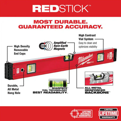 REDSTICK Magnetic Box Level Set with Torpedo Level and M12 125 Ft. Cross and Point Laser Level Kit (6-Piece)