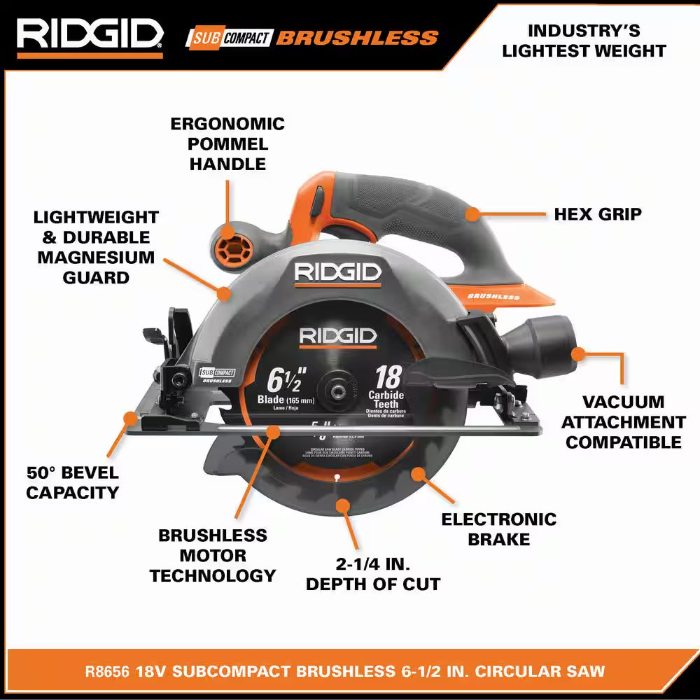 18V Subcompact Brushless Cordless 6-1/2 In. Circular Saw (Tool Only)