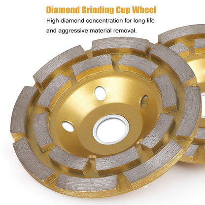 Concrete Grinding Wheel, 4'' Double Row Diamond Cup Surface Grinding Wheel Heavy Duty Turbo Concrete Grinding Wheel Disc for Angle Grinder on Granite, Cement, Marble, Rock, Masonry, Concrete