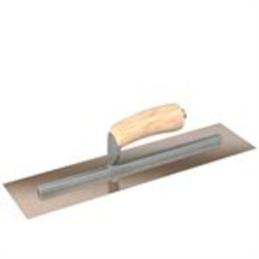 20 In. X 5 In. Golden Stainless Steel Square End Finishing Trowel with Wood Handle and Long Shank