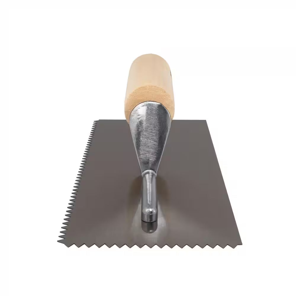 1/4 In. X 3/16 In. Traditional Carbon Steel V-Notch Flooring Trowel with Wood Handle