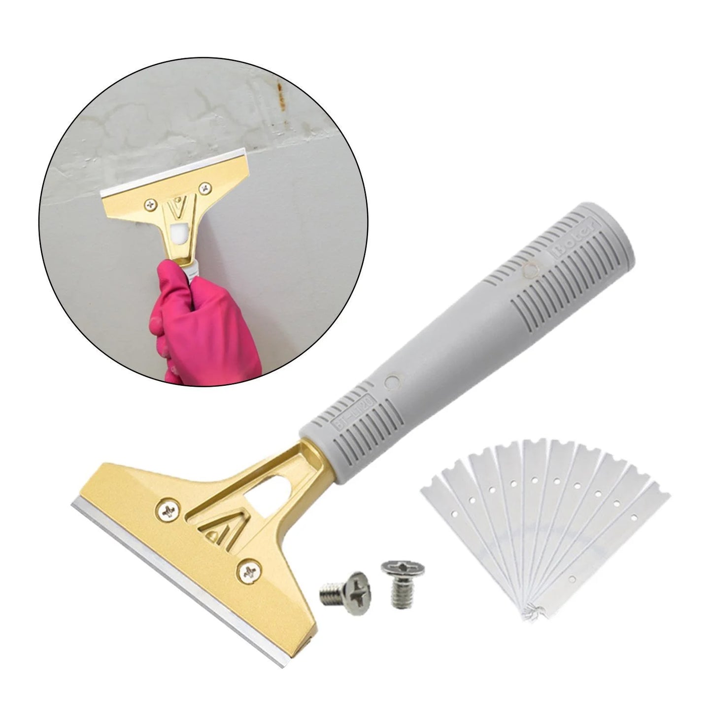 Glass Window Cleaning Spatula Putty Scraper Hand Tool 10 Screws Spatula Cleaning for Decals Mud Removing Cleaner