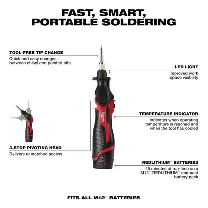 M12 12-Volt Lithium-Ion Cordless Soldering Iron Kit with 2.0 Ah Compact Battery